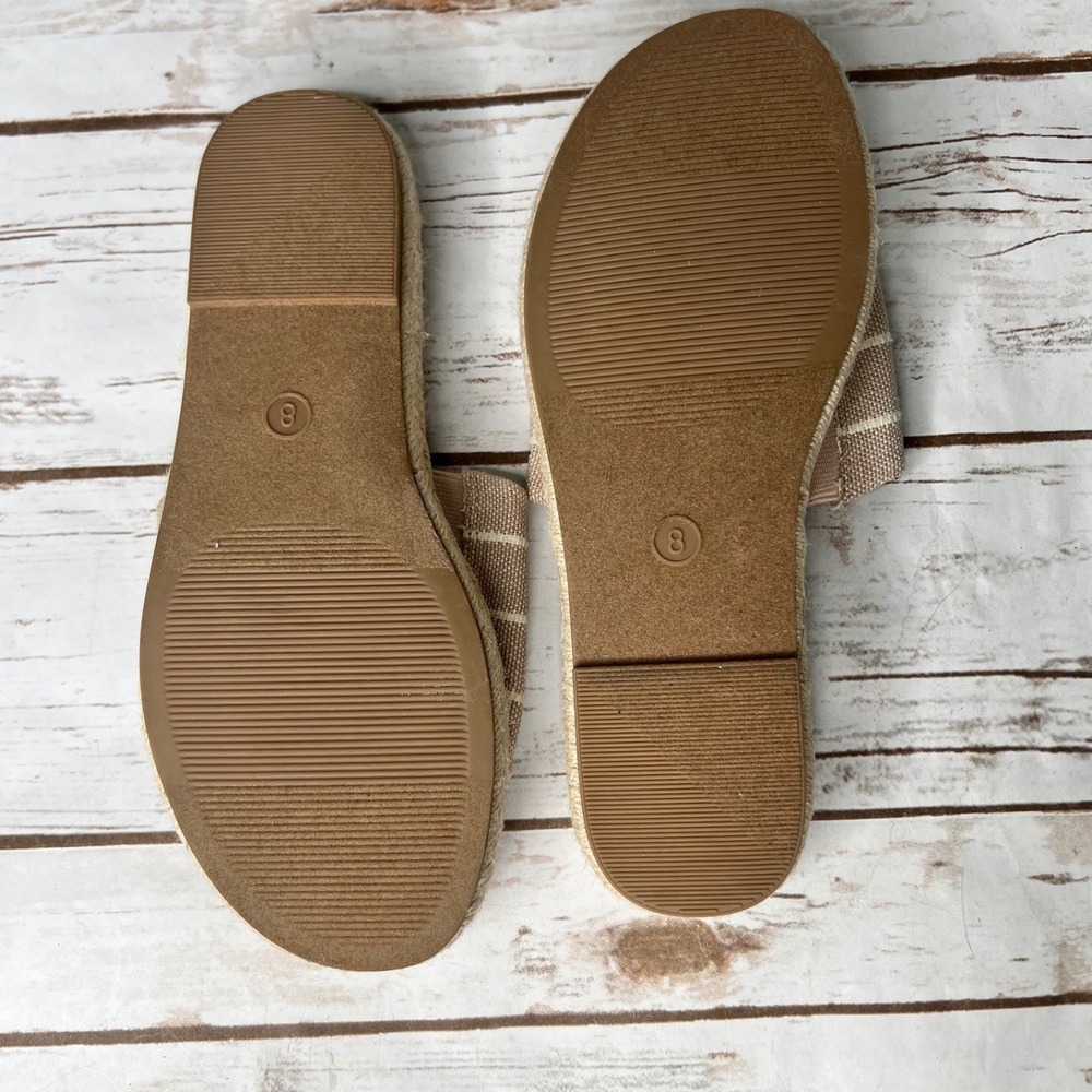 Universal Thread NWOT Slide Sandals Tan White Striped Espadrille Size 8 - Picture 7 of 7